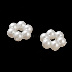 腹筋アクリルビーズ  花  ホワイト  8x8x3.5mm  穴：2.5mm&nbsp;OACR-Z016-07