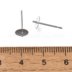 変色防止 304 ステンレススチール スタッドピアス金具  片穴パーツ用  ステンレス鋼色  14x6mm  ピン：12x0.8mm&nbsp;STAS-P370-01D-P
