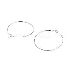 真鍮製フープピアスパーツ  ラウンド  プラチナメッキ  30mm  ピン：0.7mm&nbsp;X-KK-R112-038D