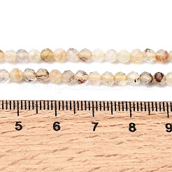 加熱された天然シトリンビーズ連売り  多面カット  ラウンド  3.5mm  穴：0.7mm  約111個/連  14.88''（37.8センチメートル）&nbsp;G-H347-A01-01