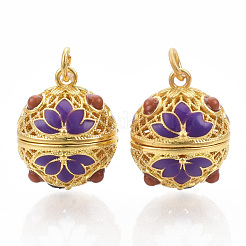 Rack Plating Brass Cage Pendants&nbsp;KK-T053-01G