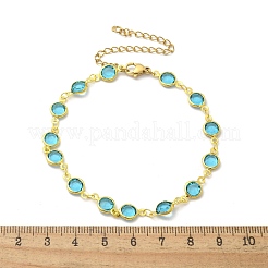 304 Stainless Steel Flat Round Acrylic Rhinestone Cup Chain Anklets for Women&nbsp;AJEW-B031-02G-03