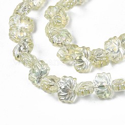 メッキガラスビーズ連売り  ABカラー  ハスの花  シャンパンイエロー  10.5x14x6~7mm  穴：1mm  約65個/連  24.02インチ〜24.41インチ（61~62cm）&nbsp;EGLA-S188-24-B01