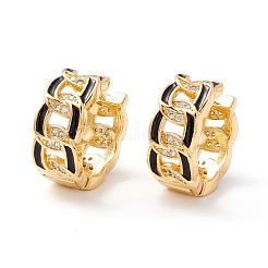 Real 18K Gold Plated Cubic Zirconia Huggie Hoop Earrings&nbsp;EJEW-I260-19G-NR