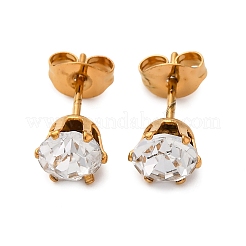 304 Stainless Steel Micro Pave Clear Cubic Zirconia Stud Earrings&nbsp;EJEW-P299-01D-G