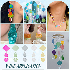 150Pcs 15 Styles Spray Painted Natural Capiz Shell Pendants&nbsp;SHEL-PH0001-74