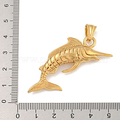 イオンプレーティング（IP）304ステンレススチールビッグペンダント  マグロチャーム  ゴールドカラー  53x30x8.5mm  穴：9x5mm&nbsp;STAS-D110-09G