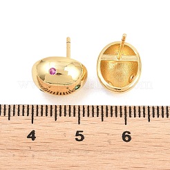 Oval Brass Micro Pave Cubic Zirconia Stud Earrings&nbsp;EJEW-Z164-17G-02