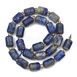 天然石ラピスラズリビーズ連売り  多面カット  コラム  シードビーズで  13.5~15.5x9.5~10.5x9.5~10.5mm  穴：1mm  約22~24個/連  15.35''（39cm）〜16.34''（41.5cm）&nbsp;G-D103-A02