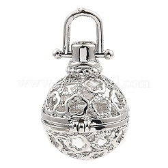 Rack Plating Brass Bead Cage Pendants&nbsp;KK-D025-01C-P