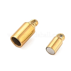 304ステンレススチール製マグネット留め具  カン付き  コラム  ゴールドカラー  12x4mm  穴：1.2mm&nbsp;STAS-B104-01A-G