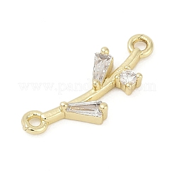 Brass Clear Cubic Zirconia Connector Charms&nbsp;KK-Z094-06G-02