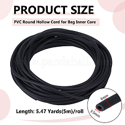 バッグの内芯用 5m PVC 丸中空コード  ブラック  6mm  約5.47ヤード（5m）/セット&nbsp;OCOR-BC0006-86A