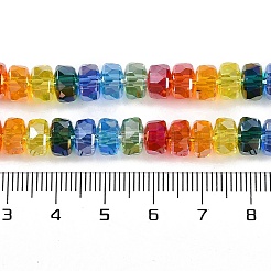 電気メッキガラスビーズセット  多面カット  ホイール  カラフル  8x5mm  穴：1.2mm  約80個/連  15.28''（38.8センチメートル）&nbsp;EGLA-B009-04