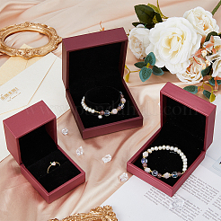 3Pcs 3 Styles PU Leather Jewelry Storage Boxes Sets with Velvet Inside&nbsp;CON-DC0001-05
