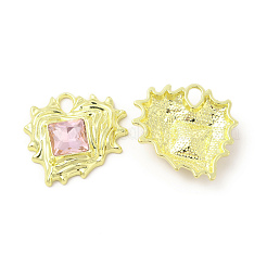 ラックメッキ合金ガラスペンダント  カドミウムフリー＆ニッケルフリー＆鉛フリー  ハートチャーム  ライトゴールド  ミックスカラー  23.5x24x6mm  穴：4.3x3mm&nbsp;FIND-C018-47LG
