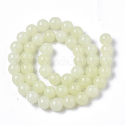 合成蓄光ストーンビーズ連売り  ラウンド  薄緑  8x8mm  穴：1mm  約47~49個/連  14.17インチ〜14.69インチ&nbsp;G-T129-12E