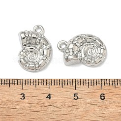合金クリスタルラインストーンペンダント  海をテーマにしたチャーム  プラチナ  シェル形状  19.5x15.5x4.5mm  穴：1.8mm&nbsp;FIND-G108-04G-P