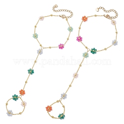 Brass Flower Link Chains Bracelets&nbsp;BJEW-JB13003