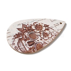 ハロウィーンのイミテーションレザーの大きなペンダント  ティアドロップ  56x37x2mm  穴：1.6mm&nbsp;FIND-K017-02E-03