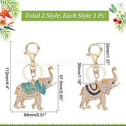 2Pcs 2 Colors Cute Elephant Enamel Rhinestones Pendant Keychain&nbsp;KEYC-WR0001-39