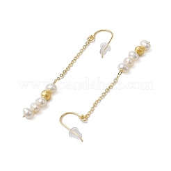 ナチュラルパールダングルピアス  スターリングシルバーパーツ  ロンデル  18KGP本金メッキ  63x6mm&nbsp;EJEW-P286-42G
