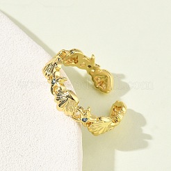 304 Stainless Steel Cubic Zirconia Cuff Open Rings for Women&nbsp;RJEW-Z122-02G-06