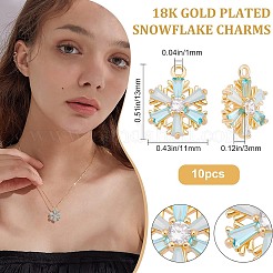 Brass Micro Pave Pale Turquoise Cubic Zirconia Charms&nbsp;ZIRC-BBC0001-09