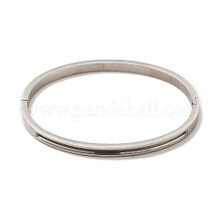 Egg Shaped 201 Stainless Steel Grooved Hinged Bangles&nbsp;STAS-G306-01P