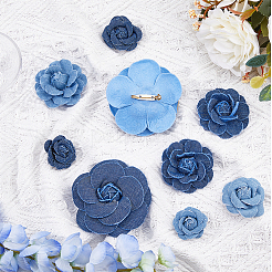16Pcs 8 Style Denim Cloth Flowers&nbsp;DIY-FH0005-73