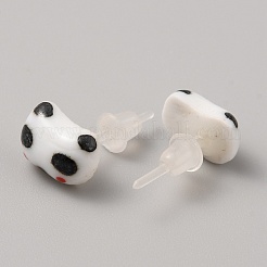 かわいい漫画の動物磁器スタッド イヤリング  パンダ  7x9.5mm&nbsp;EJEW-TAC0001-03A