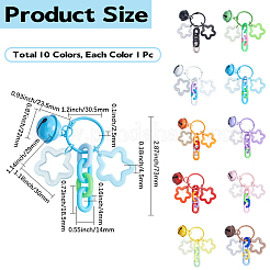 10Pcs 10 Colors Zinc Alloy Keychains&nbsp;KEYC-BBC0001-19