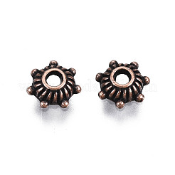 チベット風亜鉛合金ビーズキャップ  カドミウムフリー＆ニッケルフリー＆鉛フリー  赤銅鉱  5x2mm  穴：1mm&nbsp;RLF0514Y-NF