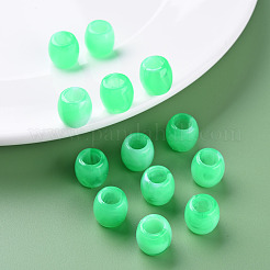 アクリルヨーロピアンビーズ  天然石風  大穴ビーズ  バレル  ミディアムスプリンググリーン  11.5x11mm  穴：6mm  約770個/500g&nbsp;MACR-S375-003-01