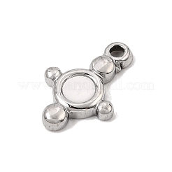 304ステンレススチールペンダントカボションセッティング  フラットラウンドのチャーム  ステンレス鋼色  トレイ：4.5mm  15x10x2mm  穴：1.5mm&nbsp;SA-CBA0563-15P