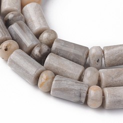 天然石シルバーリーフジャスパビーズ連売り  柱とロンデル  コラム：10~11.5x6mm  穴：0.8mm  ロンデル：6.5x3.5~4.5mm  穴：0.8mm  約：54個/連  15.74インチ（40cm）&nbsp;G-L528-02
