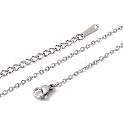 12mm 304ステンレススチール製テクスチャードアズキチェーンネックレス（男女兼用）1.8個  変色なし  ステンレス鋼色  17.72インチ（45cm）  50mmエクステンダーチェーン  リンク：2.3x1.8x0.2mm&nbsp;NJEW-H093-18P-05
