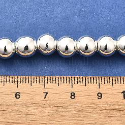 電気めっき合成磁性ヘマタイト ビーズ 連売り  グレードAAA  ラウンド  銀メッキ  8mm  穴：1.4mm  約56個/連  15.75インチ（40cm）&nbsp;G-L613-F01-02D
