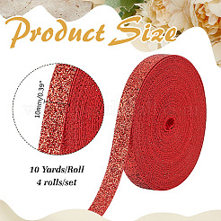 4 Rolls Polyester Glitter Ribbon&nbsp;OCOR-ME0001-47B