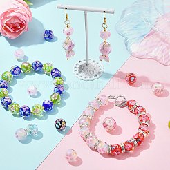 手作りランプワークビーズ  花の丸  ミックスカラー  12mm  穴：1.8mm&nbsp;LAMP-SZ0001-43B-01