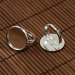 18mm Clear Domed Glass Cabochon Cover and Brass Pad Ring Bases for DIY Portrait Ring Making&nbsp;DIY-X0130-S