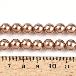 ガラスパールビーズ連売り  ラウンド  バリーウッド  8mm  穴：0.6mm  約51個/連  15.98''（40.6センチメートル）&nbsp;HY-G002-01D-06