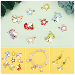 60本10スタイルアロイエナメルペンダント  ライトゴールド  ミックスカラー  16~19.5x13~18x2~2.5mm  穴：1.8~2.5mm  6個/スタイル&nbsp;ENAM-PH0001-99