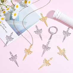 20個2色304ステンレススチールビッグペンダント  剣のチャーム  ゴールデン·ステンレス鋼色  50x23x1mm  穴：1.6~1.8mm  10個/カラー&nbsp;STAS-SZ0003-14