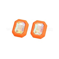 女性用アクリルラインストーンスタッドピアス  八角形  ダークオレンジ  27x22mm&nbsp;WG67C78-02