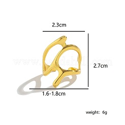 真鍮製カフリング  女性用中空リング  ゴールドカラー&nbsp;UD0952
