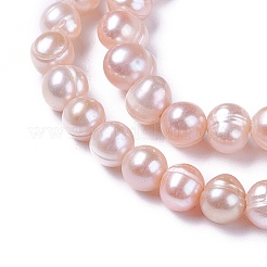 天然養殖淡水パールビーズ連売り  ポテト  ピンク  4~12x4~12mm  穴：0.5~1mm  約28~100個/連  13.8インチ〜15.7インチ（35~40cm）&nbsp;PEAR-L021-17C-01A