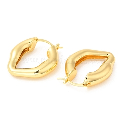 女性用ラックメッキ真鍮フープピアス  鉛フリー＆カドミウムフリー  長持ちメッキ  18KGP本金メッキ  27x21x6mm&nbsp;EJEW-Q770-17G