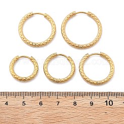 304ステンレススチールフープピアス  イオンプレーティング（ip）  18KGP本金メッキ  16~24x2.5mm&nbsp;EJEW-R017-01G-03