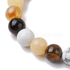 8.5mm Round Natural Topaz Jade & Howlite & Tiger Eye & Citrine Bead Stretch Bracelets for Women&nbsp;BJEW-JB10944-02